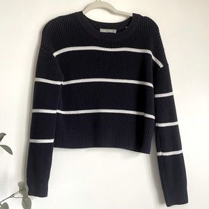 Vince Navy Blue and White Striped Sweater